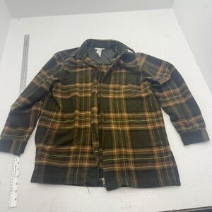 Jones New York Plaid FlannelShirt  with Zipper Front- Green and Yellow
